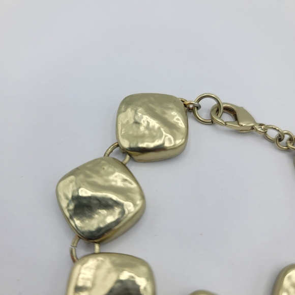 Liz Claiborne Gold Tone Square Link Brutalist Modernist Classic Bracelet Vtg 7" - Picture 4 of 10